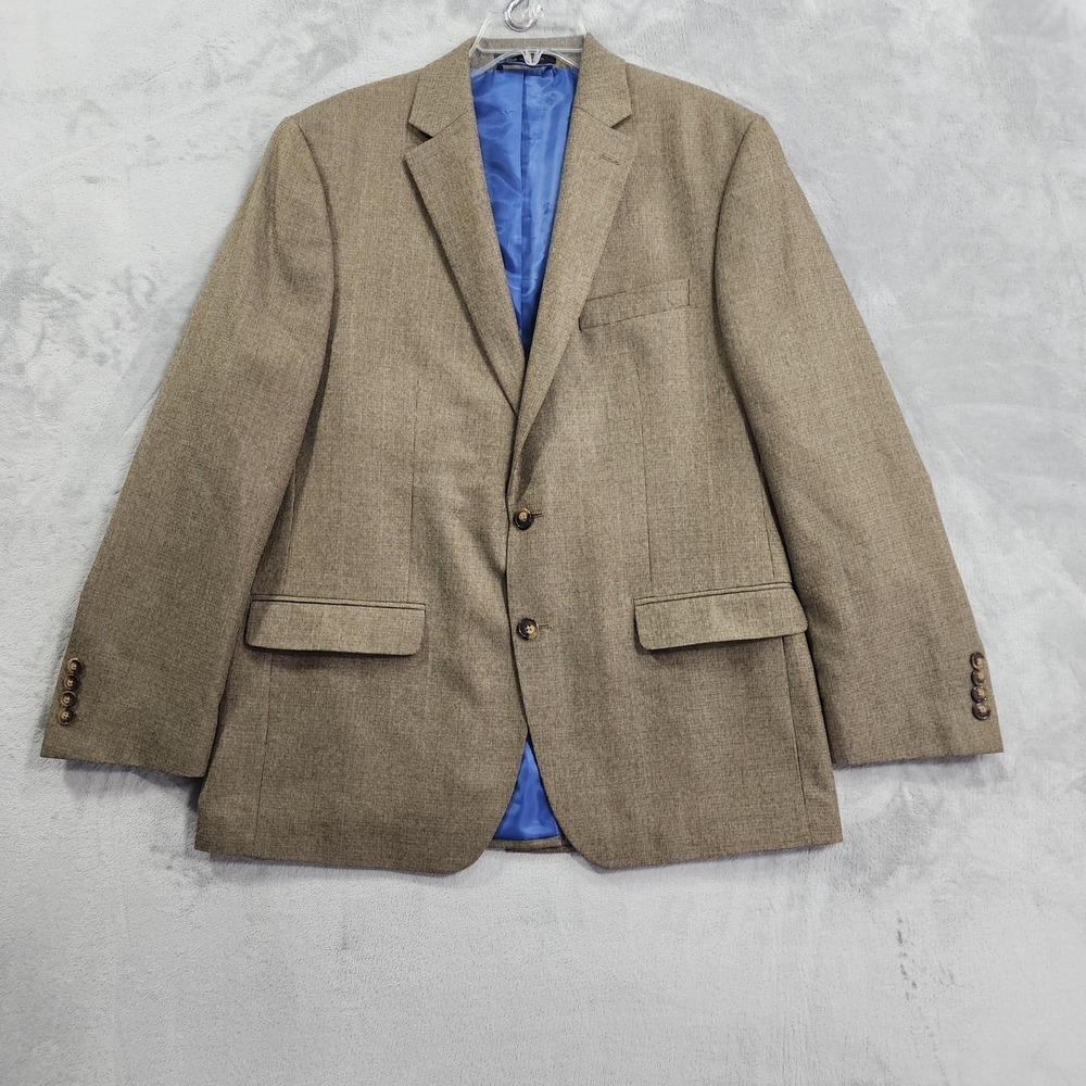 Vintage Chaps Sport Coat Men 42R Brown Check Tweed 2 Button Blazer Jacket Office